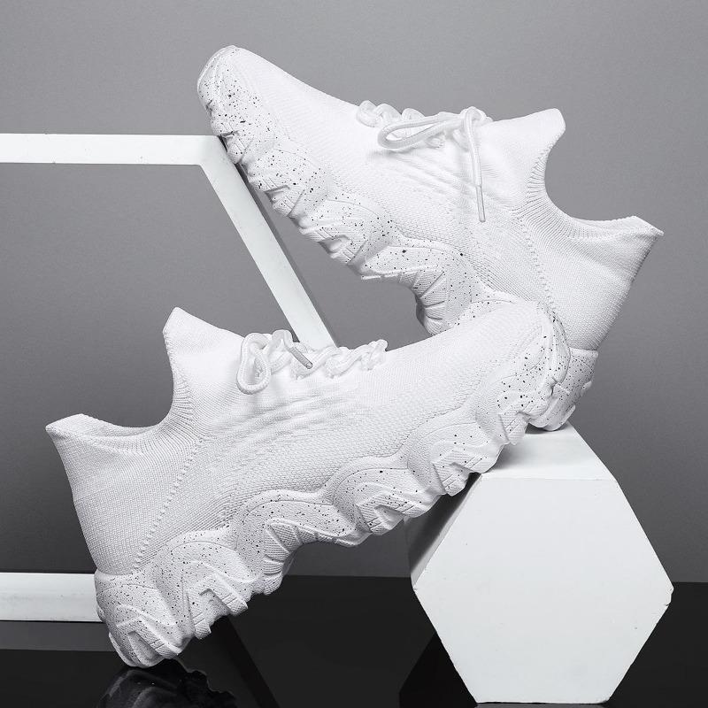 Women's Breathable Woven Sneakers Comfortable Lightweight Design Lace-Up Sock Shoes for Casual or Athletic Wear