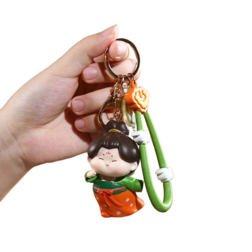 Anti-lost Chinese Style Keychain Resin Car Key Ring Ornaments Tang Dynasty Doll Pendant  Gifts