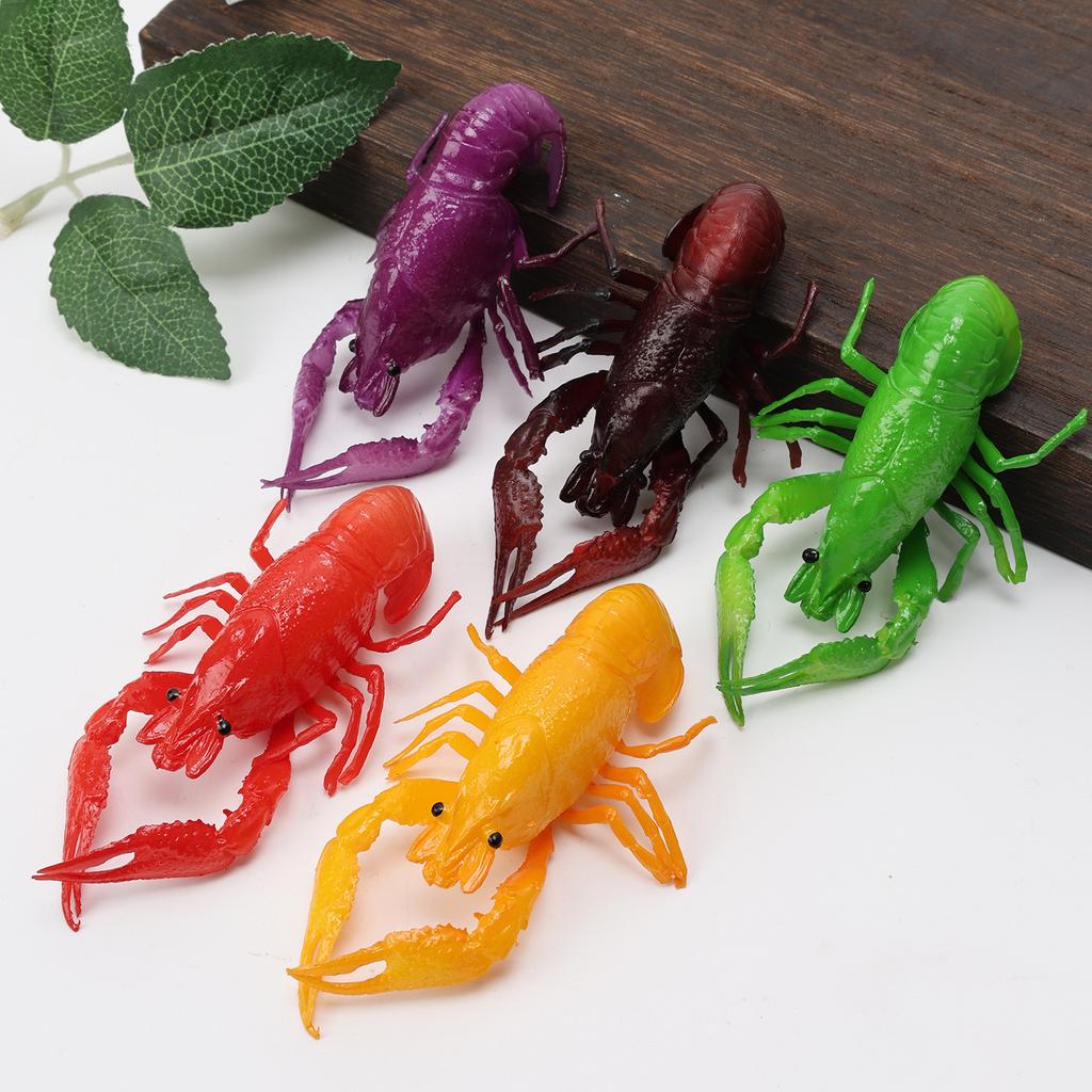 5Pcs Simulation Colored Crayfish Model PVC Fake Food Artificial Seafood Ornaments Restaurant Window Display Samples Photo Props