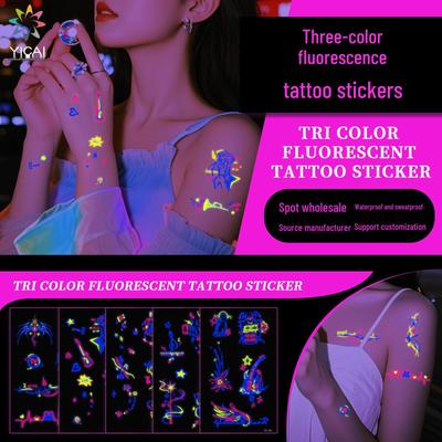 Neon Glow Music Festival Tattoo Stickers: Bright Fluorescent Designs for Concerts and Parties