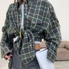 Autumn Plus Plaid Shirt Long Sleeved Lapel Button Loose Casual Shirt Blouses & Shirts
