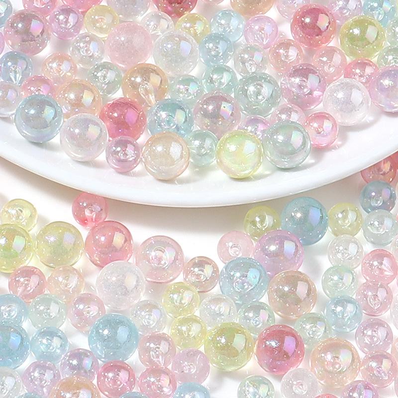 100-200pcs 6/8/10mm AB Color Imitation Pearl Beads Round Acrylic Beads No Hole Loose Beads For Jewelry Making DIY Accessories