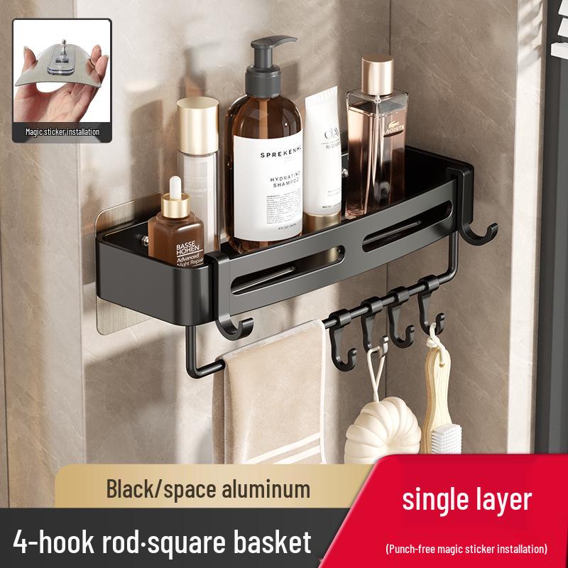 Punch-Free Wall-Mounted Bathroom Storage Shelf