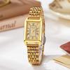 Stainless Steel Women's Square Quartz Watch - Luxury Korean Style