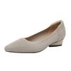 B35-3 Pointed Toe Low-Cut Chunky Heel Breathable Plus Size Striped Knit Shoes
