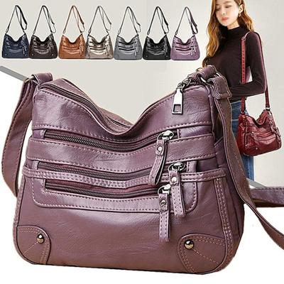 Vintage Handbag Ladies Fashion Large Capacity Shoulder Bag Soft Leather Crossbody Bag KTY