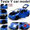 1/32 Escala Tesla Modelo Y Liga Carro Modelo Diecast Brinquedo Veículos, Puxar Para Trás Liga Carro com Luzes e Música, Mini Veículos Brinquedos para Crianças Presente