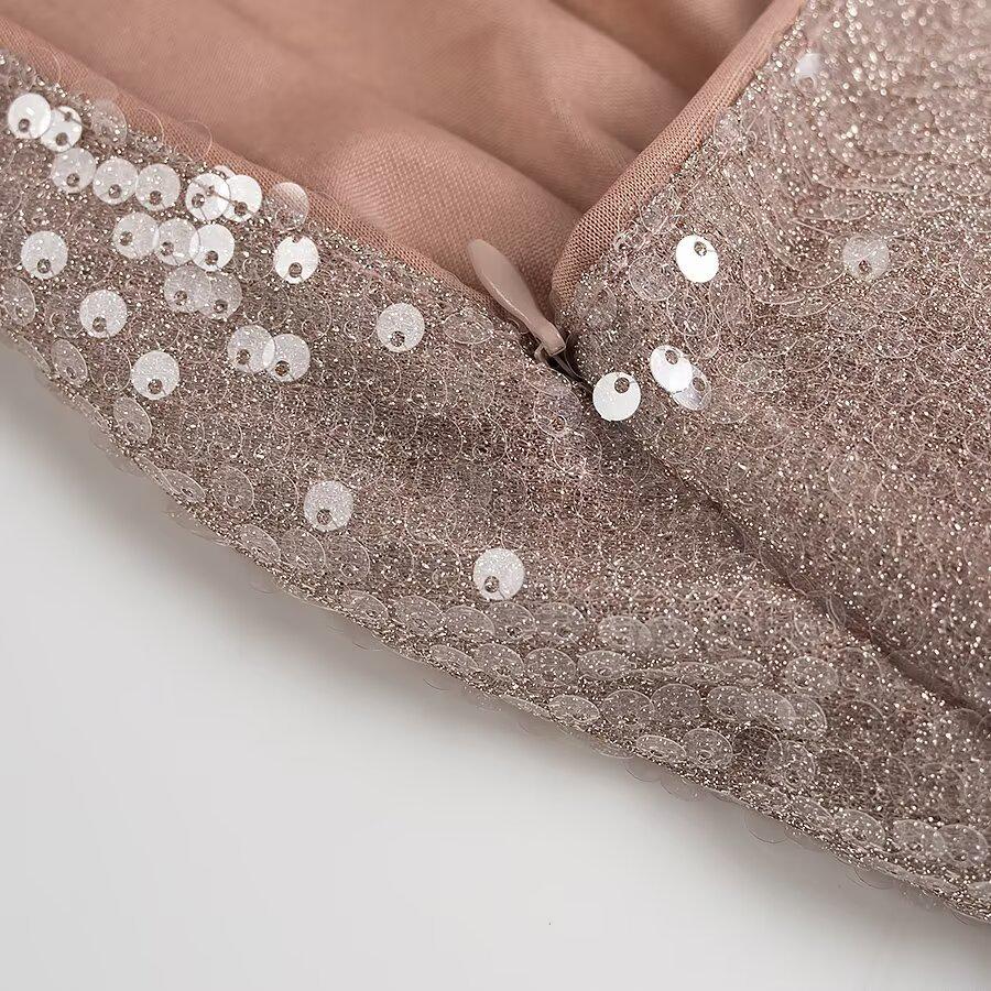 2024 Autumn Women's European & American Style Slim-Fit Halter Sequin Dress