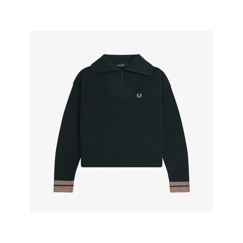 Fred Perry [womens] Half Zip Knit   Night Green Afpf2438134 Q20 qzgAfpf2438134 Q20