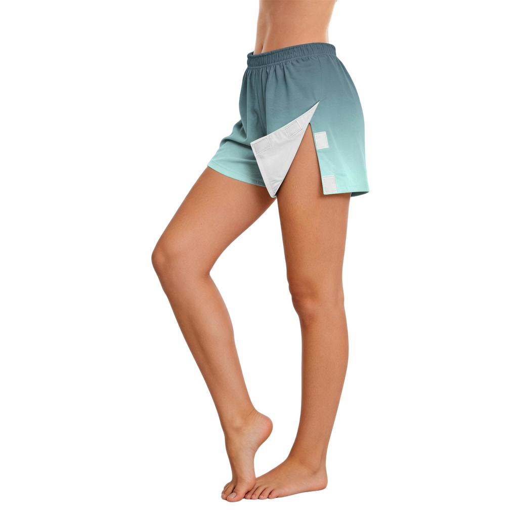 Women's Gradient Adjustable Side Shorts No Pockets Easy Closure Loose Fit Casual Bottoms
