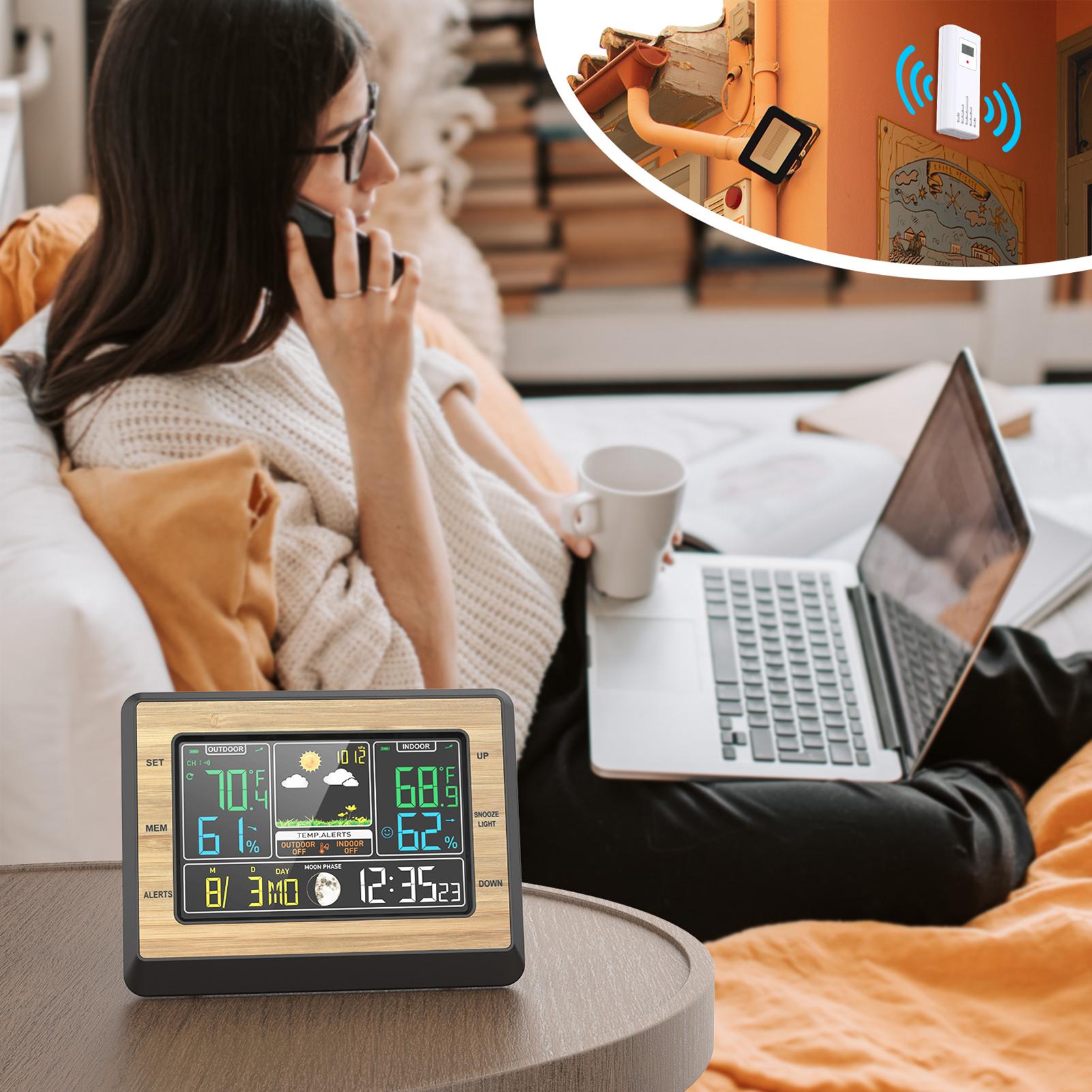 

Wireless Weather Station Indoor Outdoor Thermometer 6 Inch Color Screen Digital Weather Thermometer with Weather хаки