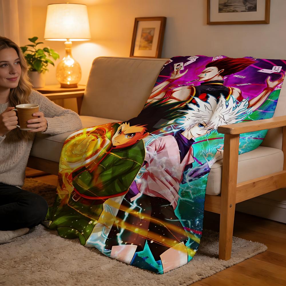Throw High-Density Short Plush Blanket For Sofa Nap Room Soft Skin-Friendly Popular Games HUNTER×HUNTER