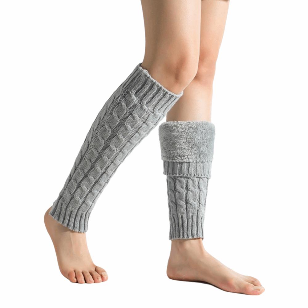 Solid Color Women Leg Warmers Double-Layered Foot Covers Knitting Leg Warmers  Cold Weather