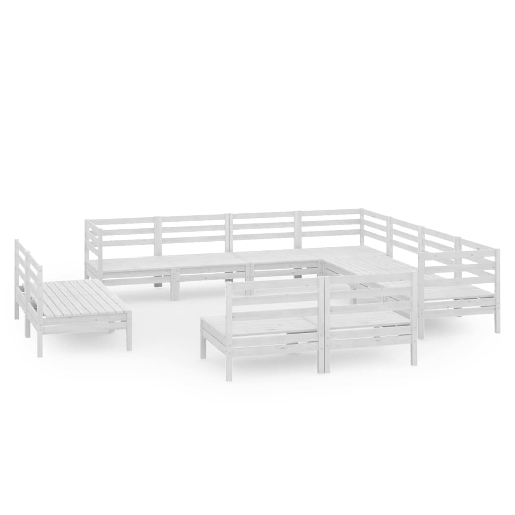 Vidaxl 11-Cz. Garden Lounge Set, White, Pine Wood