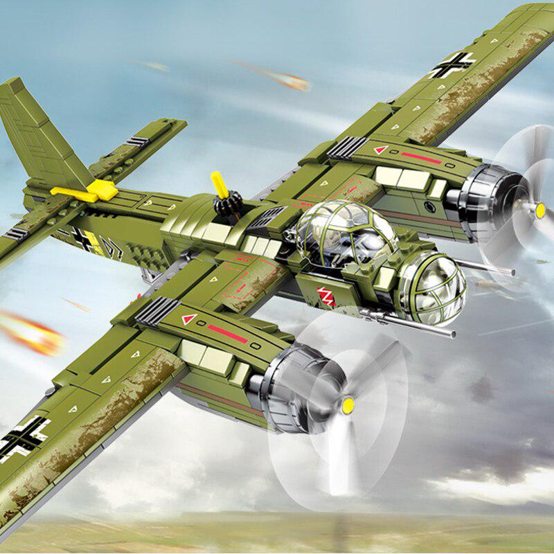 559PCS Military Ju -88 Bombing Plane Building Block Ww2 Helicopter Army Weapon Soldier Model Toys NO BOX