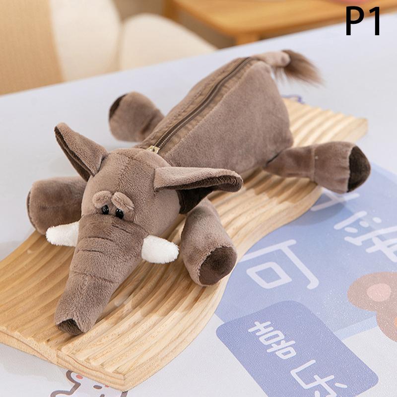 Stifteetui mit Cartoon-Tier, Elefant, Löwe, Plüsch, für die Schule, große Kapazität, Aufbewahrungstasche für Schreibwaren, Geschenk für Kinder
