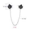 Women Sweater Clip Collar Brooch with Flower Inlaid Alloy Chain Cardigan Buckle Connect Decoration