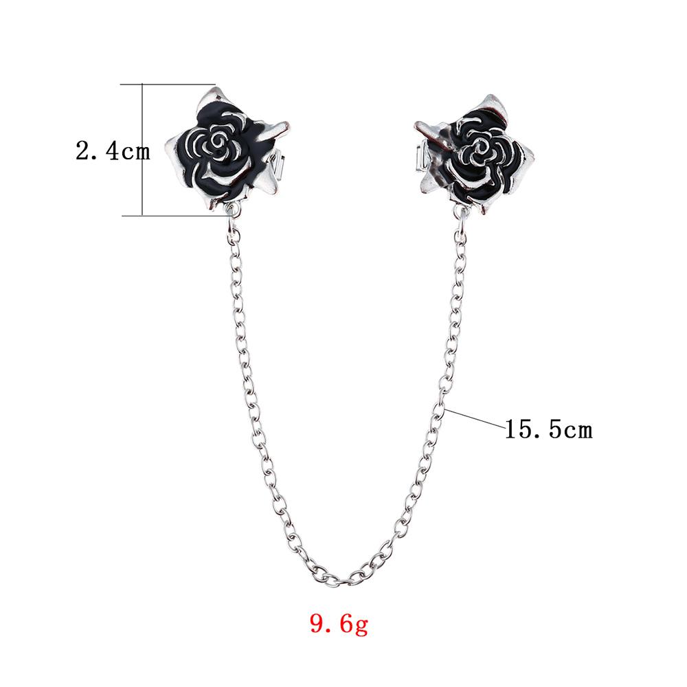 Women Sweater Clip Collar Brooch with Flower Inlaid Alloy Chain Cardigan Buckle Connect Decoration