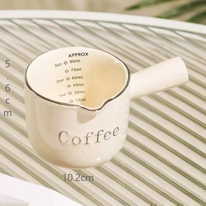 3oz Ceramic Measuring Cup With Scale Ceramic Handle Ceramic Espresso Measuring Cup Single Mouth Milk Coffee Mug Coffee Supplies