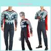 Costum de supererou Thor din Avengers Endgame cu mușchi, cu măiestrie rafinată, pentru băieți adulți