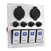 4 Gang Rocker Switch Panel Waterproof Marine Boat Toggle Switch Panel Silver Oxide On Off with Double Blue Light
