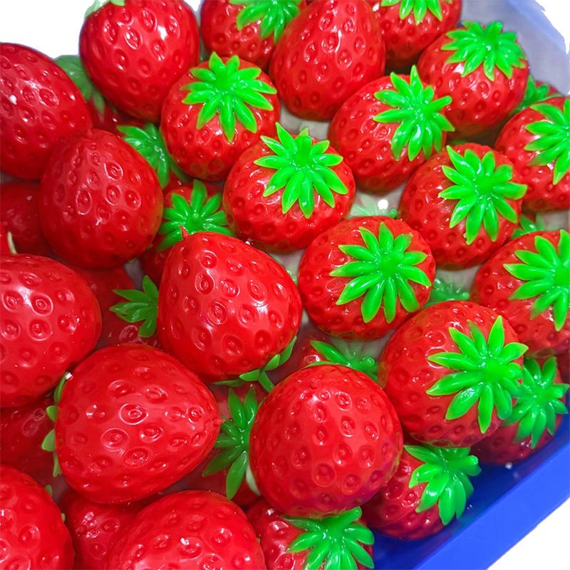 Crunchy Squishy Strawberry Stress Ball Moldable Squeeze Toy Round Blocks Filled Stress Relief Relaxing Fidget Toy Holiday Gifts