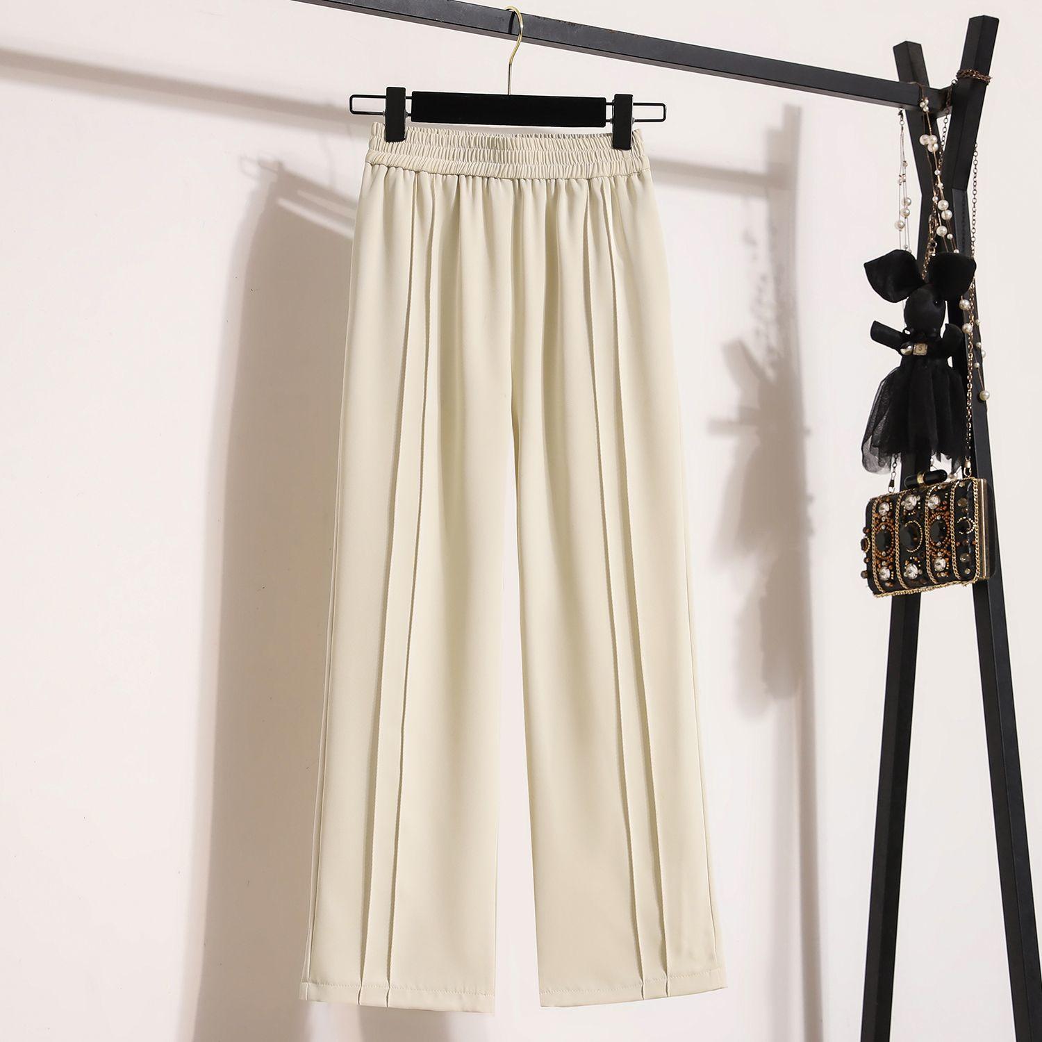 

Летние длинные брюки больших размеров Женские брюки Свободные Драпированные Прямые Повседневные Женские Базовые Брюки Брюки с широкими штанинами 5XL