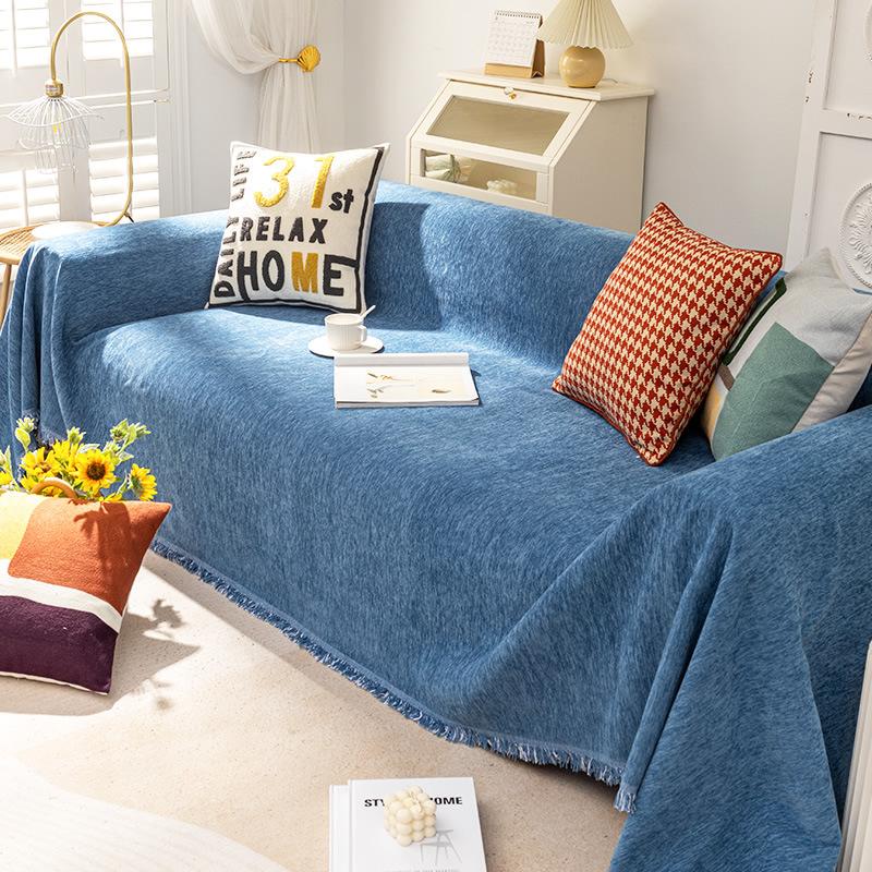 Grey Chenille Sofa Cover Cloth Non-slip Cushion Universal All-inclusive Simple Cover Towel Blanket.