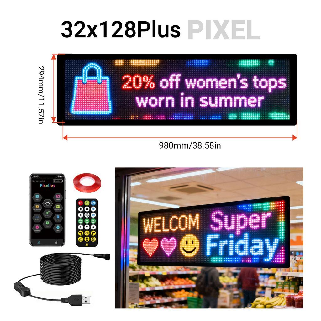 Bluetooth-Controlled LED Flexible Car Display Screen with USB for DIY Advertising