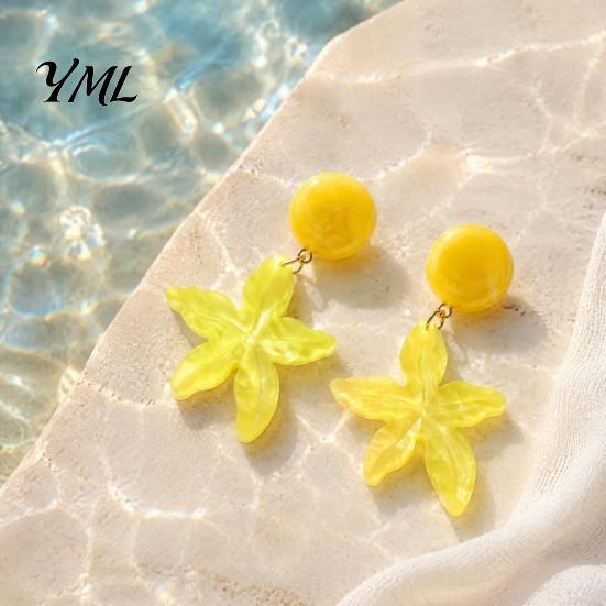 Clear Texture Beach Jewelry 1 Pair Starfish Drop Earrings, Summer Dangle Stud Lightweight Resin Earrings Ocean Themed Holiday Coastal for Vacation