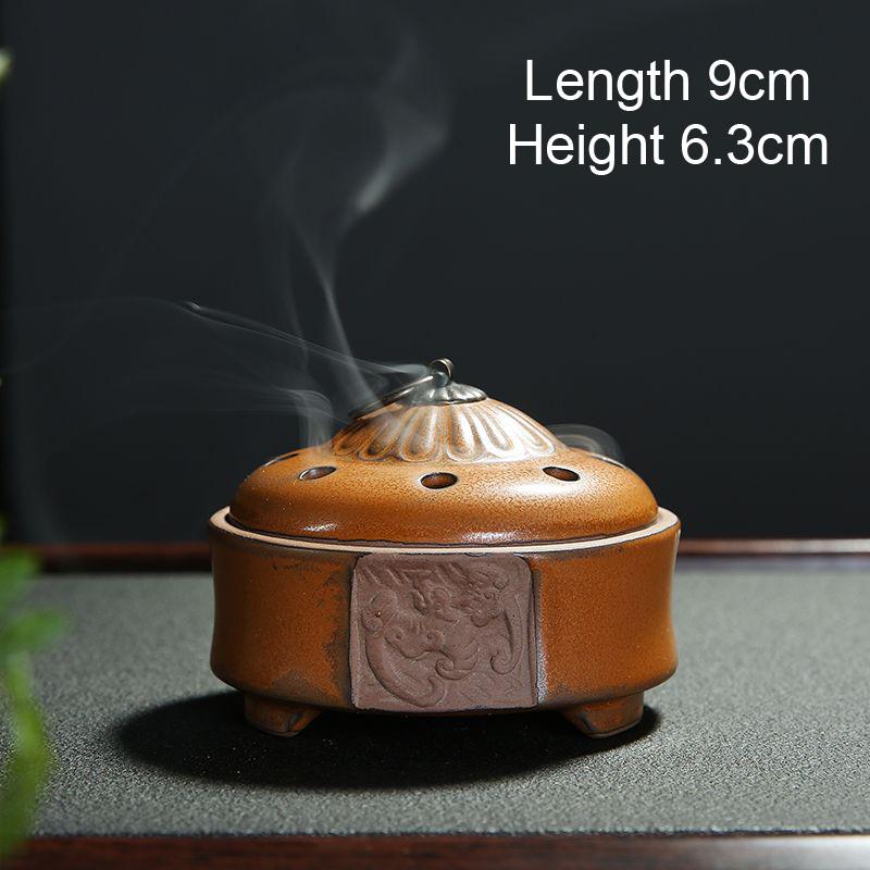 Ceramic Incense Burner, Retro Style, Home Living Room Bedroom Indoor Sandalwood, Hall Offering Buddha Tea Ceremony Censer, 1Pc
