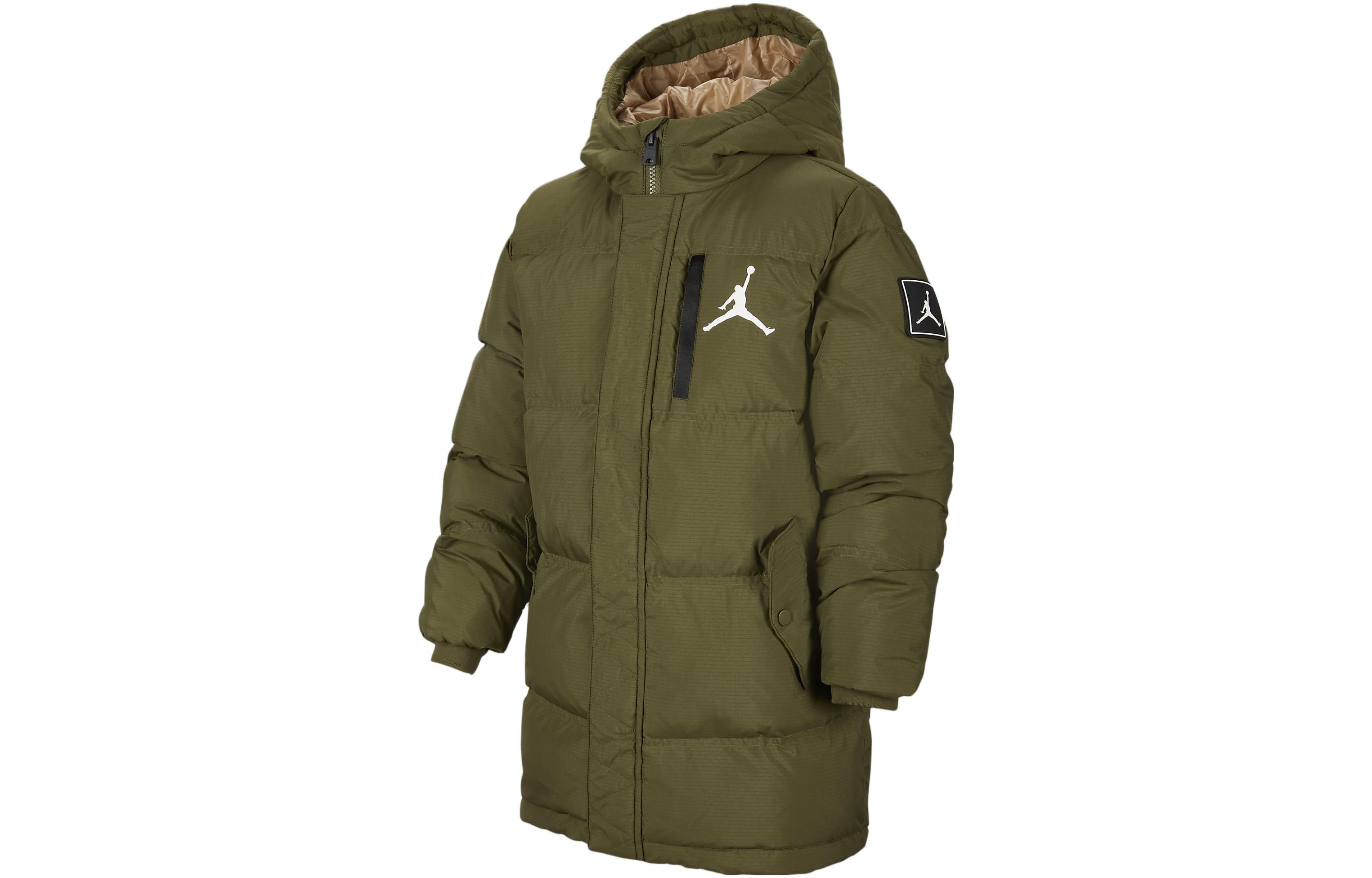 Jordan Padded Jacket Midlength Canvas Olive Green Kids FV2740-398 XL