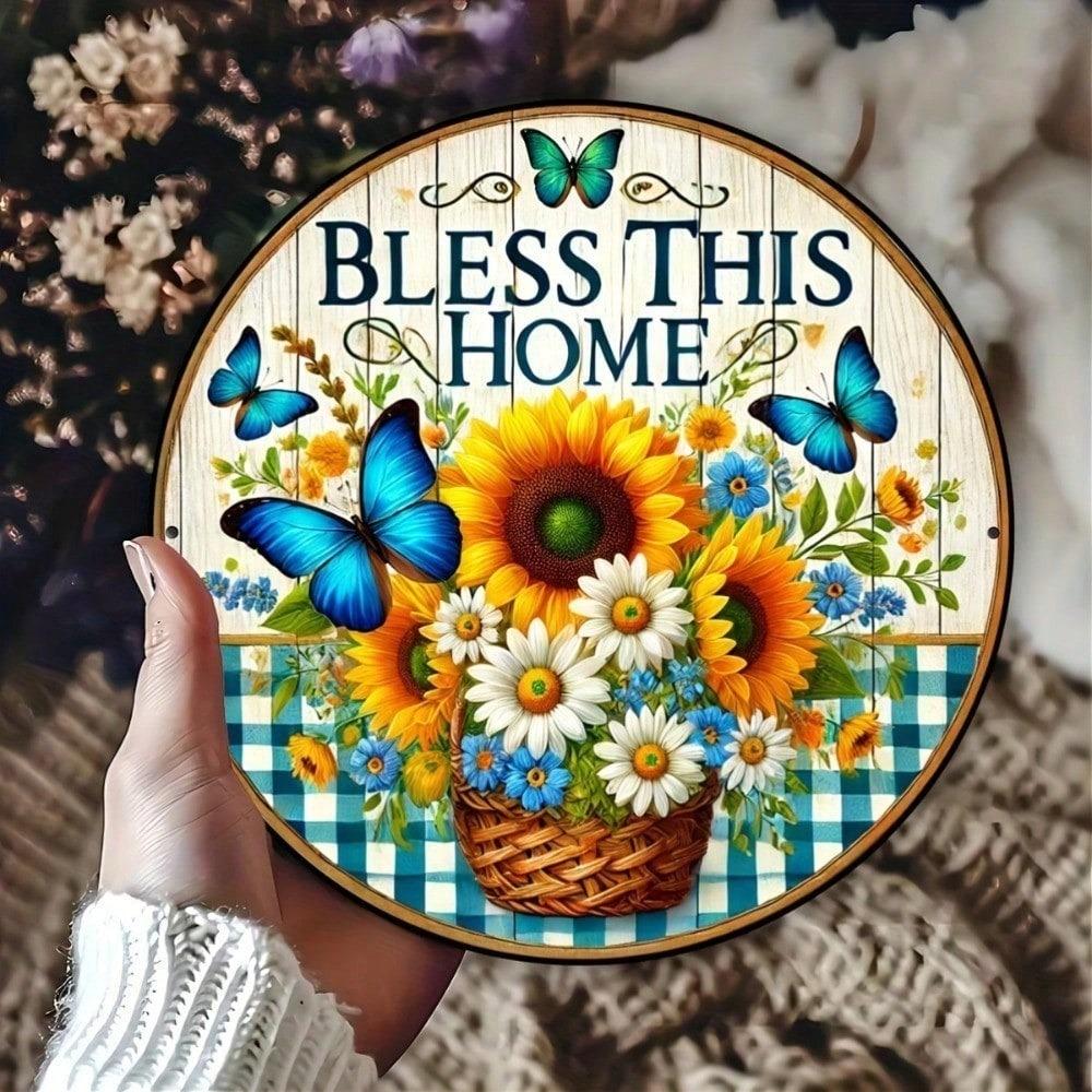 1pc Vintage Daisy Wreath 20cm Lightweight Aluminum Wall Decor Retro Spring Summer Door Hanging Farmhouse Holiday Everyday De