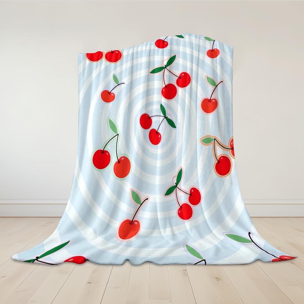 Cherry Swirl Glow Flannel Blanket Warm Soft Halloween Christmas Couch Warm Cozy Decorative Decor Gift for All Season