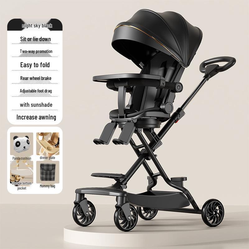 Lightweight Reclining & Sitting Baby Stroller - Two-Way Foldable Newborn & Kids Stroller
