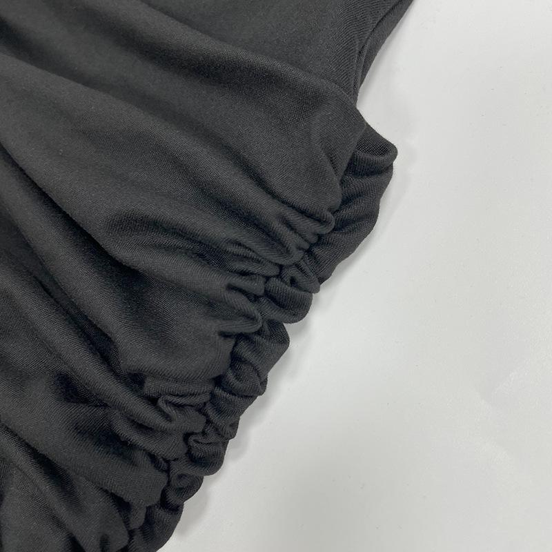 2025 Herbst V-Ausschnitt Langarm Einfarbig Slim Gerüschtes Kleid