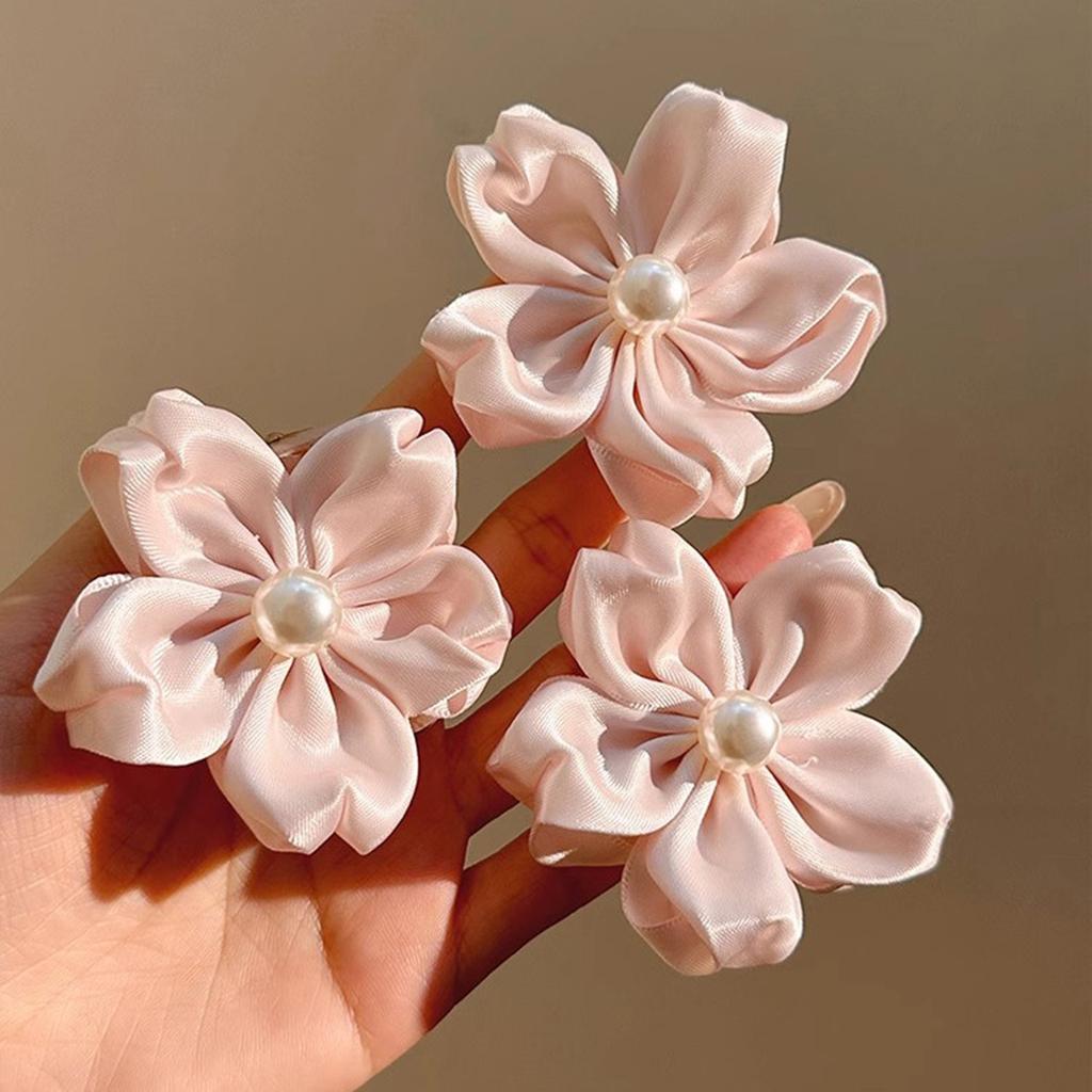 1/5/10pcs Flower Hair Clips Satin Cherry Petals Hair Clip For Women Girls Student Daily Sweety Hair Accessory Floral Headwears
