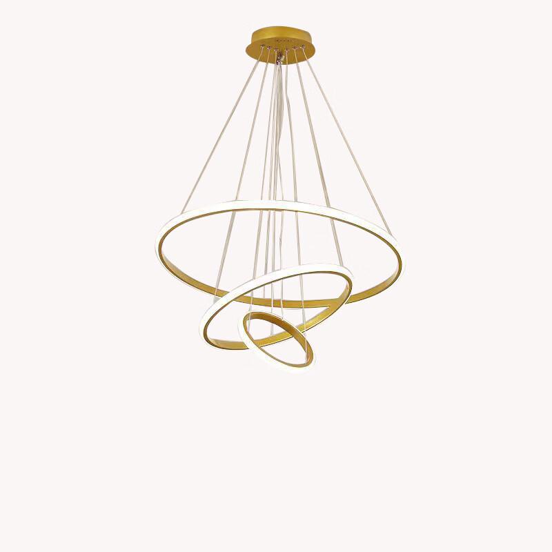 Modern Minimalist Golden Three-Ring LED Chandelier