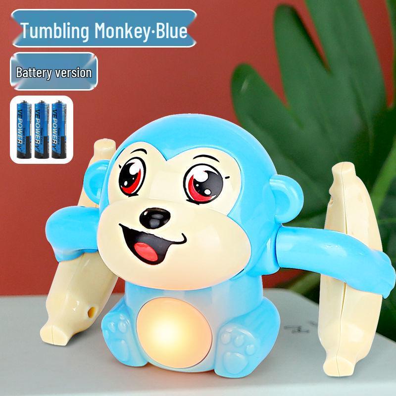 TikTok Electric Tumbling Monkey Toy for Kids – Early Education Light Music Somersault Crawling Monkey