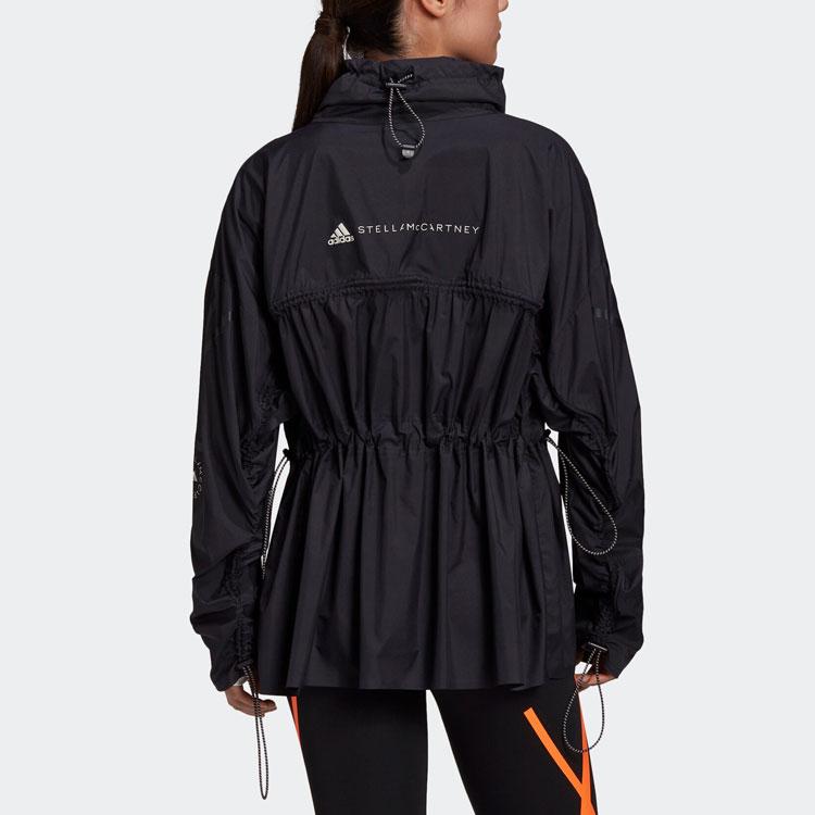 Adidas X Stella McCartney Collaboration Letter Print Windbreaker Training Jacket Women Jacket Black FU1162