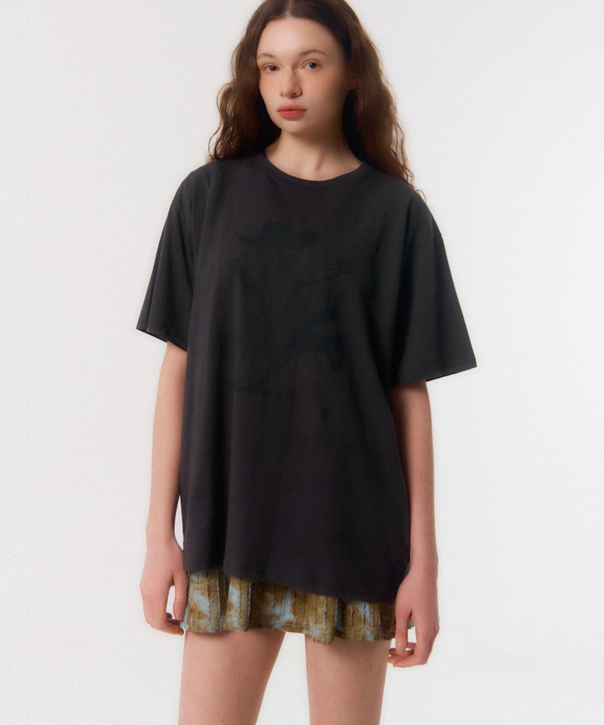 Kkuape King Cat Vintage T-Shirt_Charcoal