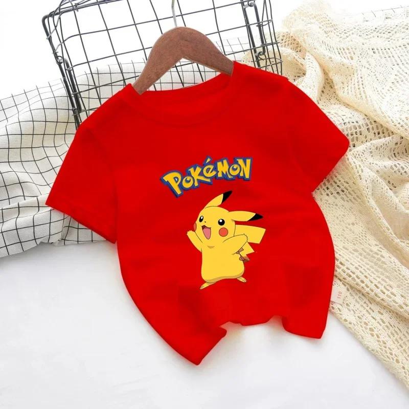 2026 Kids ShortSleeved Cartoon Printed Pikachu Game New Style TShirt Boys and Girls Casual Shirt for Leisure UseSportsShirt