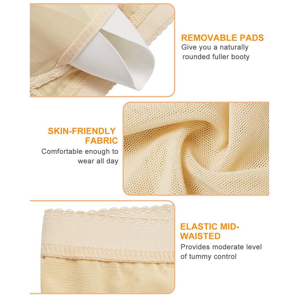 Culotte rembourrée en dentelle pour femmes, rehausseur de hanches sans couture, modelant le corps, contrôle du ventre, sous-vêtements Boyshort