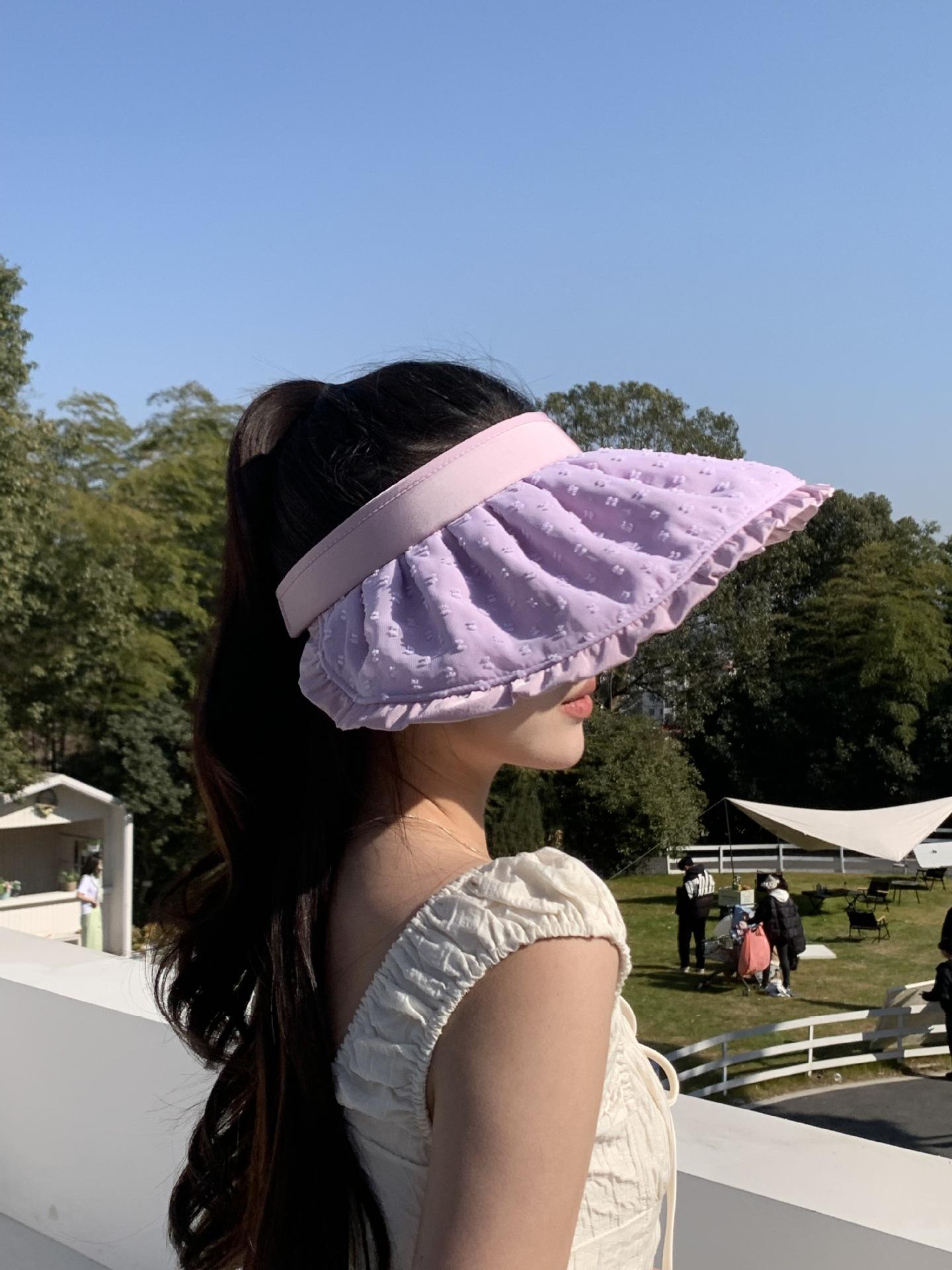 

Летняя шляпа-ракушка для защиты от солнца, защитная шляпа с пустым верхом, женская летняя шляпа с защитой от ультрафиолета, широкополая шляпа от солнца M（56-58cm） розовый