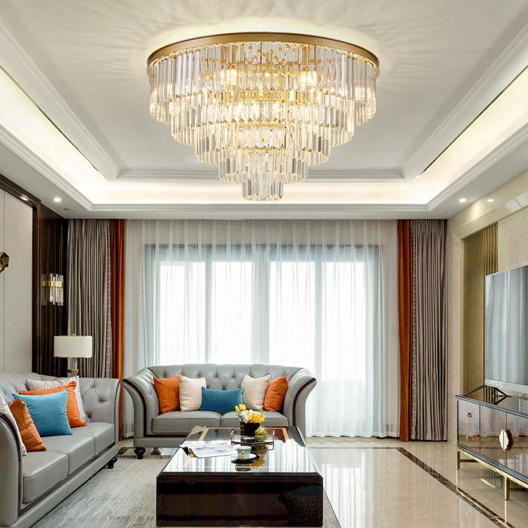 Luxury Black Crystal Chandelier round Ceiling Lamp for Living Room Bedroom Indoor Home Light Fixtures Elegant Crystal Lighting