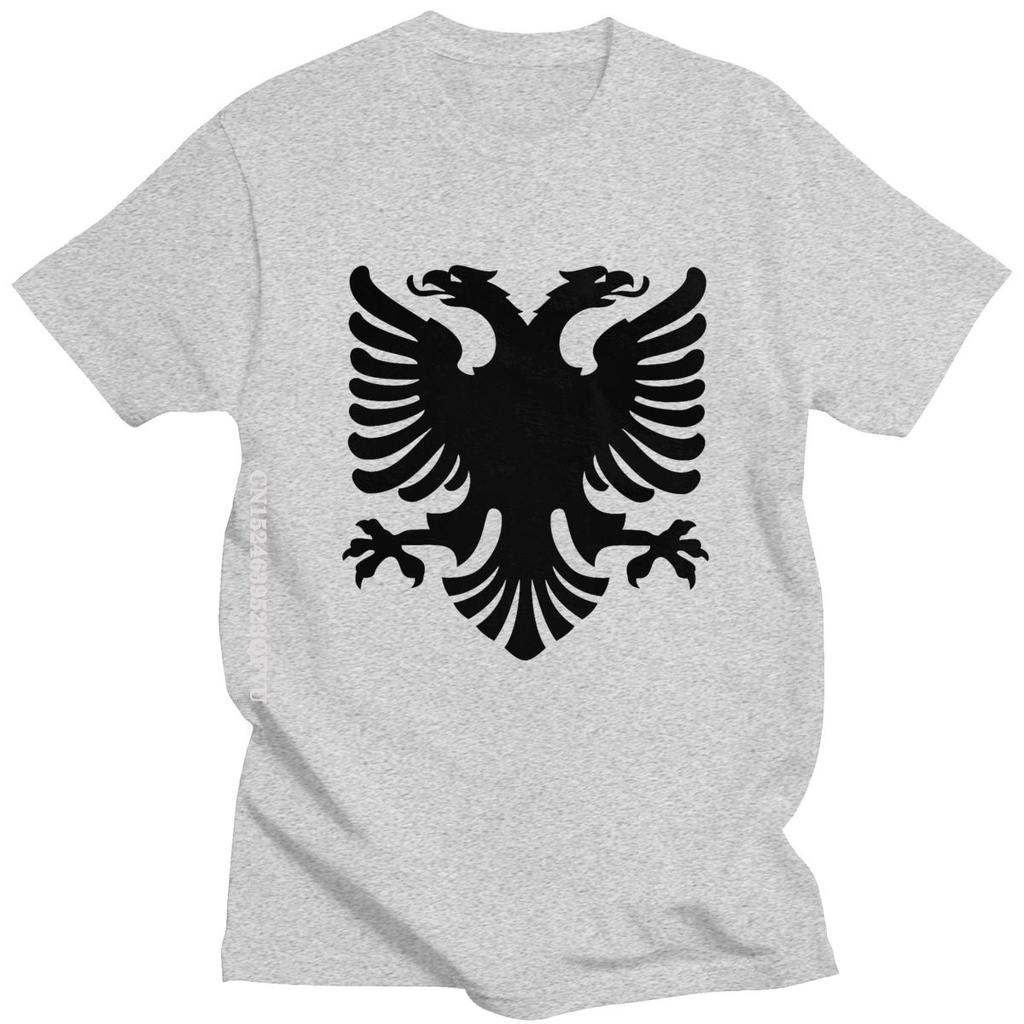 Flag Of Albania Eagle Tshirts Men Cotton Albanian Pride Tee Tops Round Neck Kawaii T Shirt Streetwear Men Casual Tshirt