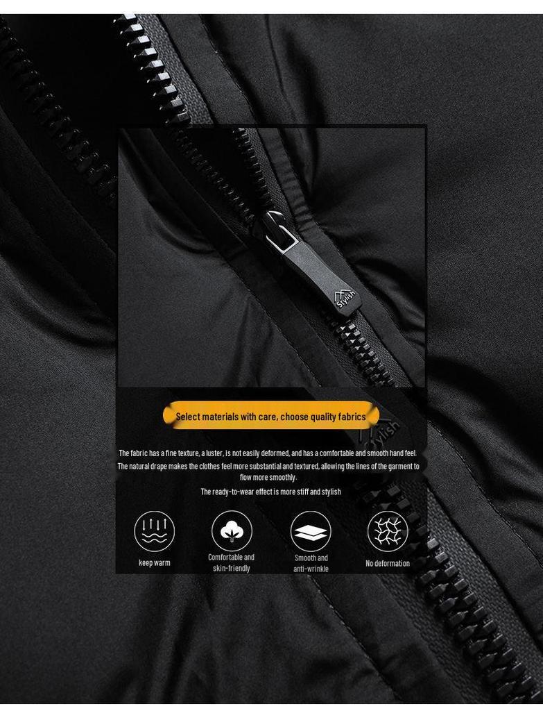 2025 Men's Thickened Warm Winter Cotton Jacket - Casual Cold-Proof Outerwear Vest