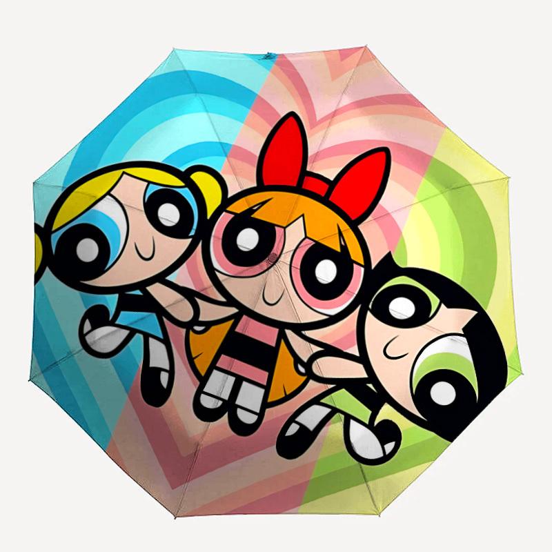 

1pc Powerpuff Girls 8-Ribs Sturdy Frame, Automatic Open/Close, Durable & Colorful Ideal for Beach, Travel, And All Seasons10017