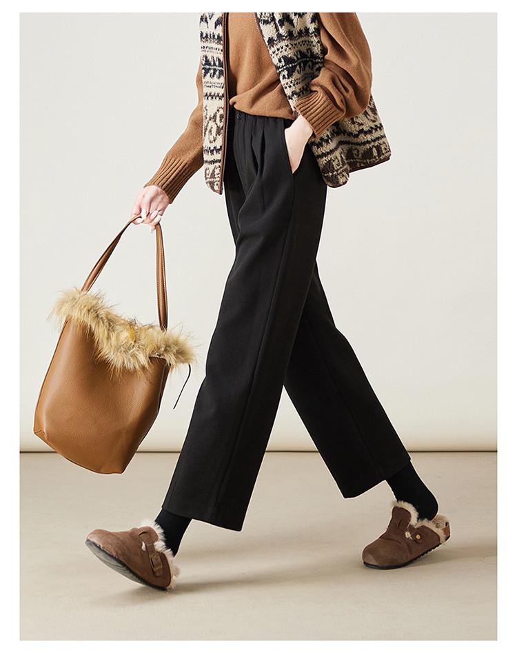 Simple Commuting Thick Straight Leg Pants for Women In Winter 2025