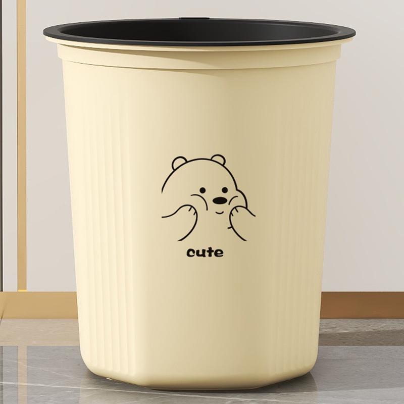 Cartoon Open-Top Trash Can with Rim for Kitchen, Living Room, Bathroom, Dorm - Large Storage Paper Basket